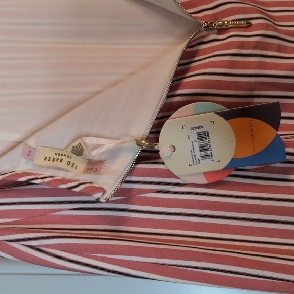 Ted Baker London Striped Layered Ruffle Midi Skirt Size 6 New - Picture 7 of 12